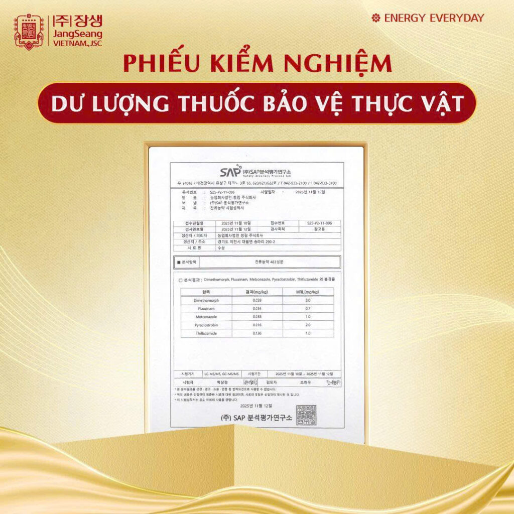 tiêu chuẩn sâm Hàn Quốc