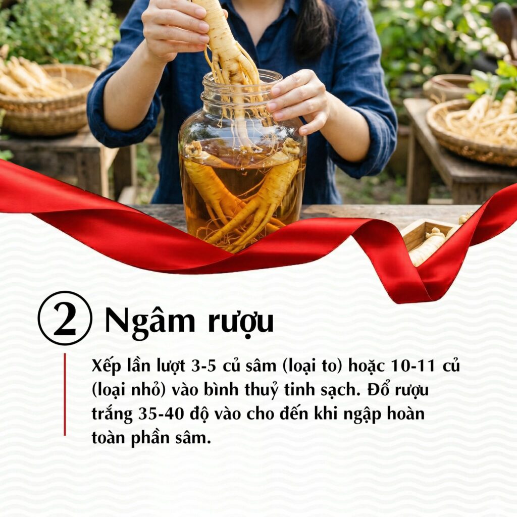 cách ngâm rượu nhân sâm tươi